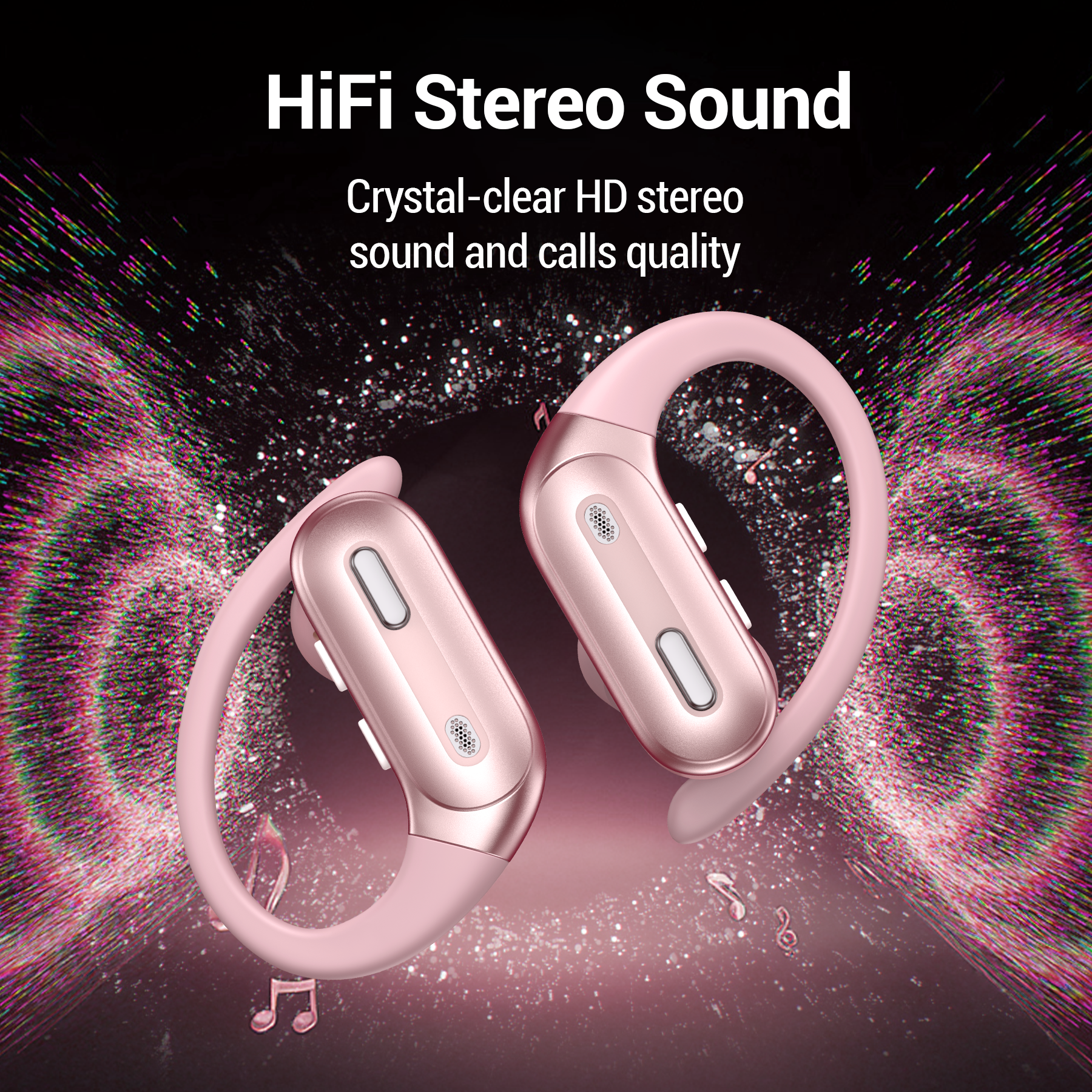 Hybrid Active Noise Cancelling Wireless Ear Buds, 75Hrs Bluetooth 5.3 Headphones IP7 Waterproof for Sport, Running Wireless Earphones with ENC, Deep Bass Over Ear bud with Earhooks for Android, iOS