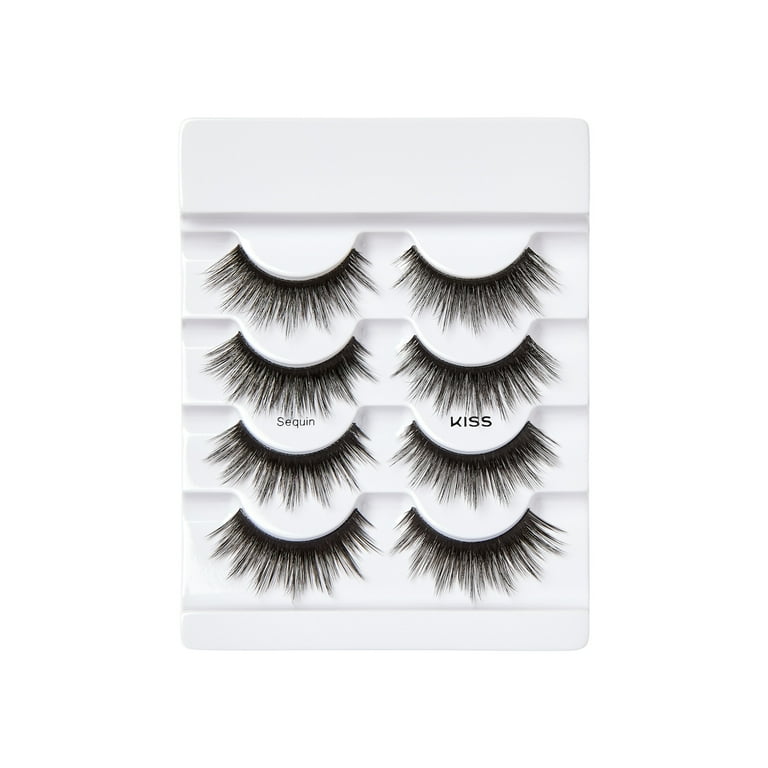 KISS Faux Mink False Eyelashes Multipack Sequin 4 Pairs Natural