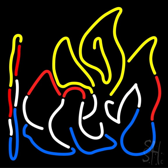 Bonfire LED Neon Sign 24 x 24 - inches, Black Square Cut Acrylic Backing, with Dimmer - Bright and Premium built indoor LED Neon Sign for restaurant window and interior decor.