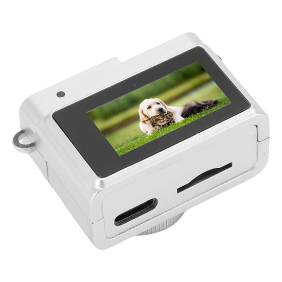 Cámara Digital Retro, Cámara FHD 1080p Con Pantalla De 0.96 Pulgadas, Luz LED, Filtros Creativos, Cordón Y Hebilla De Metal, Cámara Pequeña Compacta 128 GB