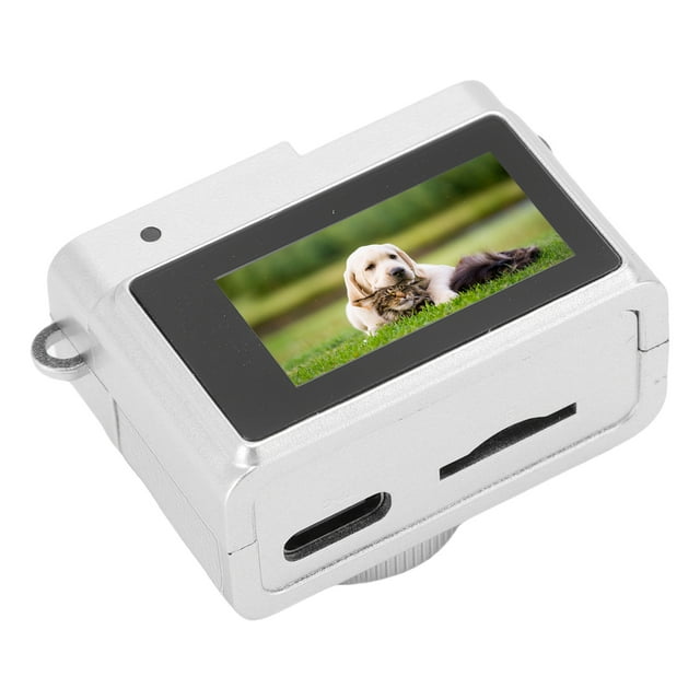 Cámarae Digital Retro, 1080p FHD, Pantalla A Color de 0,96 Pulgadas, Llavero, Grabador de Vídeo Compacta Confocque Autico, Flash y 6 Filtros para Viajes.