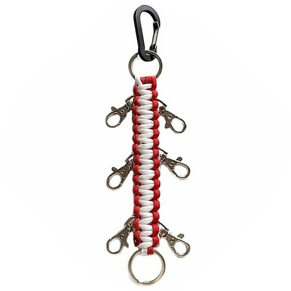 Worgeous Carabiner Bungee Cord Key Ring Alloy Red for Outdoor Exploration 1PC