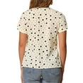 thumbnail image 3 of INSPIRE CHIC Valentine's Day Women's Dots Printed Blouse V Neck Short Sleeve Wear-to-Work Top XS Black-Apricot, 3 of 6