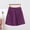 Purple, variant on Women's Plus Size Solid Color Elastic Waist Shorts Stretchy Jacquard Pattern Side Pockets Casual Bottoms Yellow