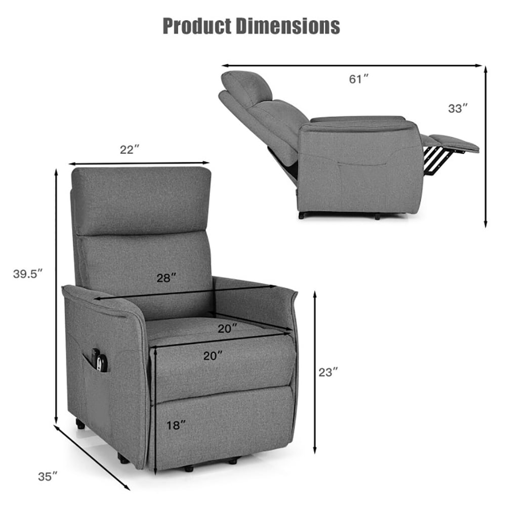 Finihen Electric Power Lift Relax Sofa Recliner Chair, Power Lift Recliner Sofa, Power Lift Massage Recliner Chair for Elderly with Heavy Padded Cushion, for Living Room, Bedroom, Gray Finihen Electric Power Lift Relax Sofa Recliner Chair, Power Lift Recliner Sofa, Power Lift Massage Recliner Chair for Elderly with Heavy Padded Cushion, for Living Room, Bedroom, Gray