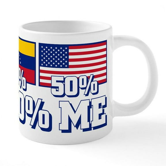 CafePress - 50% Venezuelan 50% American - 20 Oz White Ceramic Mega Mug