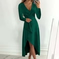 thumbnail image 2 of Herrnalise Women's V-Neck Solid Color Sexy Long SleeveHip Dresses S-2XL, 2 of 9
