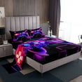 thumbnail image 2 of Erosebridal Kids Gamer Bed Sheets Set Twin,Gaming Sheet Set,Video Games Controller Gamepad Sheets Neon Glowing Square Geometric Grid Purple Flat Fitted Sheet, 2 of 6