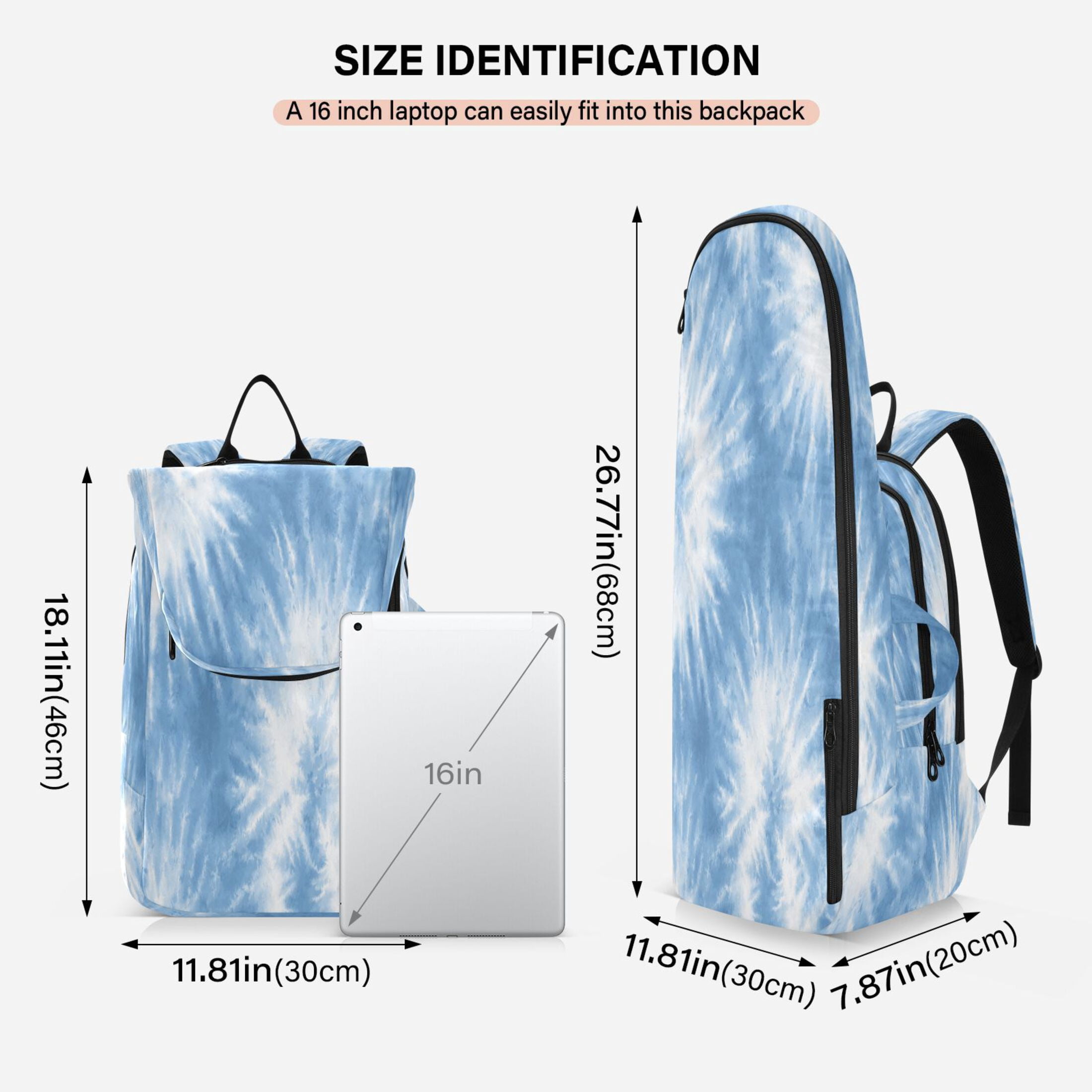 2 Racquet Holder Tennis Backpack Tennis Racket Covers Gym Bags Warm Blue Tie-dye Pattern