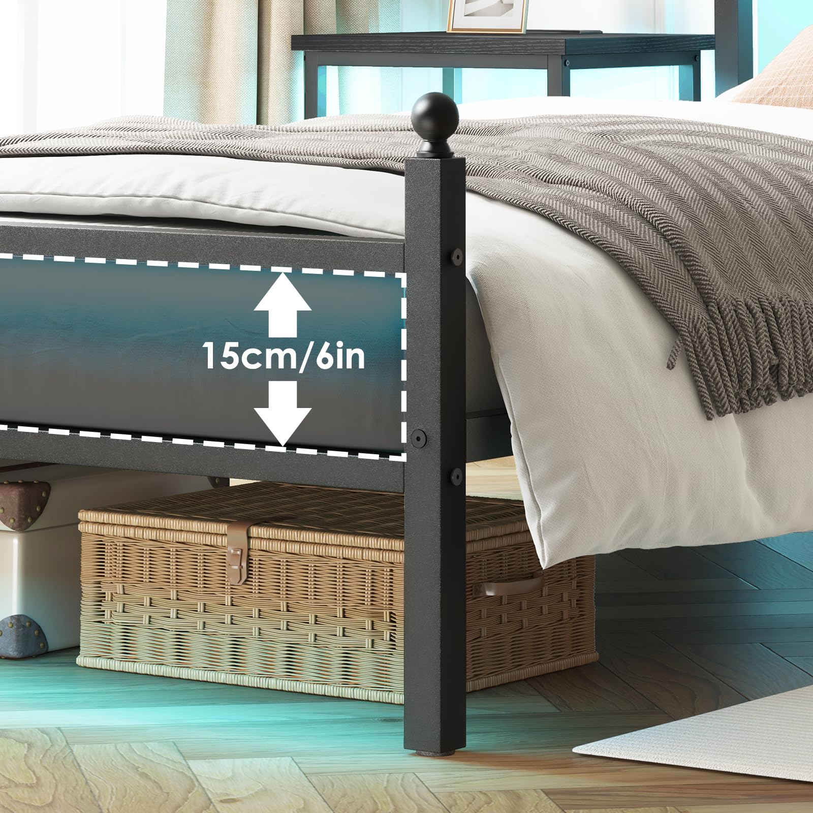 Fairy Twin Metal Bed Frame with LED Lights and Charging photo 6
