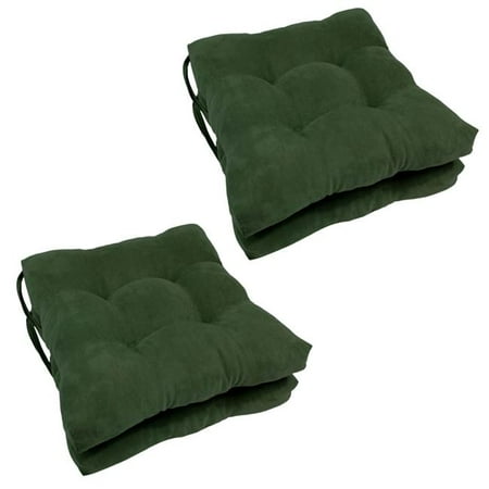 

16 in. Solid Microsuede Square Tufted Chair Cushions Hunter Green - Set of 4