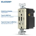 thumbnail image 4 of USB Outlets Receptacles, 3 Port USB C Wall Outlet, 30W 6.0A USB Electrical Outlet, 15 Amp Tamper Resistant Outlet with USB C Ports, UL Listed, Wall Plate Included, 4 of 9