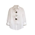 thumbnail image 7 of Yrmaups Plus Size Collared Long Sleeve Button Down Blouse for Women, Elegant Casual Solid Top, Soft Flowy Fabric for Beach Office Daily Wear, White 3XL, 7 of 7