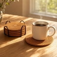 thumbnail image 2 of 4 Pack Round Cotton Yarn Woven Placemats, Linen Heat Resistant Table Trivets, Insulating Dish Coaster Set, Matching Storage Rack Included For Kitchen Dining Table Decor, 2 of 5