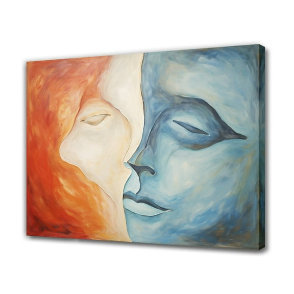 abstract artwork two overlapping facial profiles Poster Decorative Painting Canvas Wall Art Living Room Posters Bedroom Painting,Frame-style,16x24inch(40x60cm)