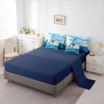 thumbnail image 5 of Manfei Cute Shark Twin Bedding, Ocean Oil Printing Bedding Comforter Set, Blue Scene, Blue Reversible, 7 Pieces, 5 of 6