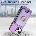 thumbnail image 4 of Allytech iPhone 12 Case, Detachable Magnetic Wallet Case with Card Holder & Ring Stand, Support Car Mount, Premium PU Leather Shockproof Durable Protective Slim Case Cover - Purple, 4 of 11