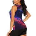 thumbnail image 3 of Daiia Cosmic Cat Psychedelic Journey Printed Womens Workout Tops for Women Quick-dry Tank Tops Mesh Yoga Shirts Athletic Running Tank Tops Sleeveless Gym Clothes-Large, 3 of 7