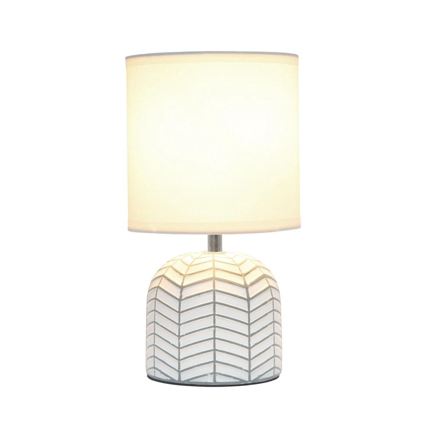 Simple Designs 10.43 "Petite Contemporaine Webbed Waves Base Lampe de chevet avec abat-jour en tissu blanc pour la décoration intérieure, la chambre à coucher, le salon, l’entrée, le bureau