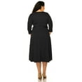 thumbnail image 4 of Women's Plus Size Wrap Dress 3/4 Sleeve V Neck Waist Tie, 4 of 6