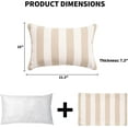 thumbnail image 2 of 2 Pack Outdoor Throw Pillows 21x15 Inch Decorative Pillow Cushions with Insert for Patio Garden Porch, Khaki Stripe, 2 of 14