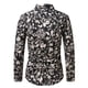 thumbnail image 5 of Blusa y camisa de manga larga con cuello vuelto para hombre, blusa informal de gran tamaño con solapa y botones, estampada, de poliéster, 5 of 5