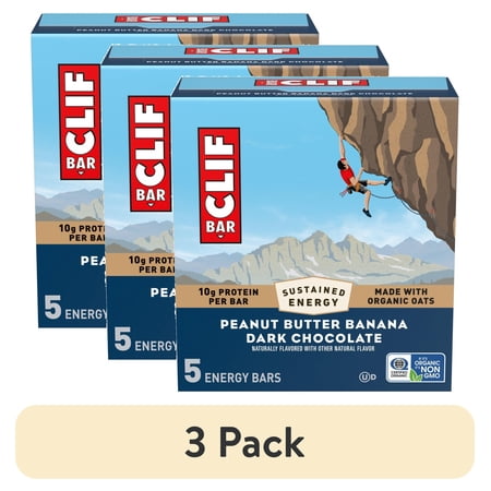 (3 pack) CLIF BAR Energy Protein Bars, Peanut Butter Banana with Dark Chocolate, 5ct