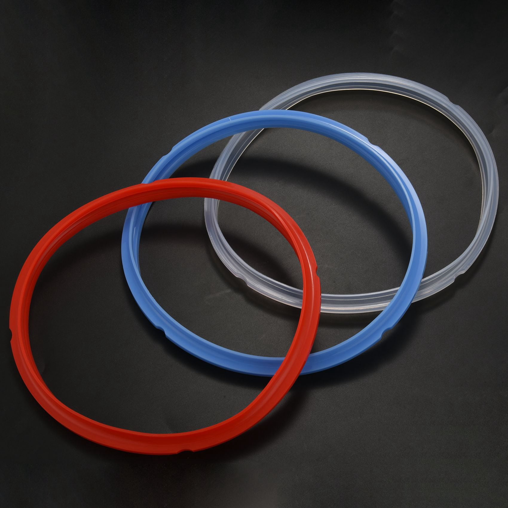 Silicone Sealing Ring for Pressure Cooker Pot Accessories, Fits 5 or 6 Quart Models, Red, Blue and White, Pack Of 9