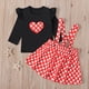 thumbnail image 2 of Vestido Para Niñas, Ropa Para Niñas Pequeñas, Moda Para Niños Pequeños, Manga Larga , Estampado De Corazón Dulce, Volantes, Falda Con Tirantes, Traje Negro Odeerbi  LM103-9605, 2 of 9