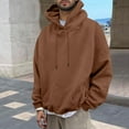 thumbnail image 5 of CQONEPT Mens Pullover Hooded Dressy Casual Hoodies Fleece Lined Sweatshirts Y2K Fashion Clothes with Pockets Coffee M, 5 of 6