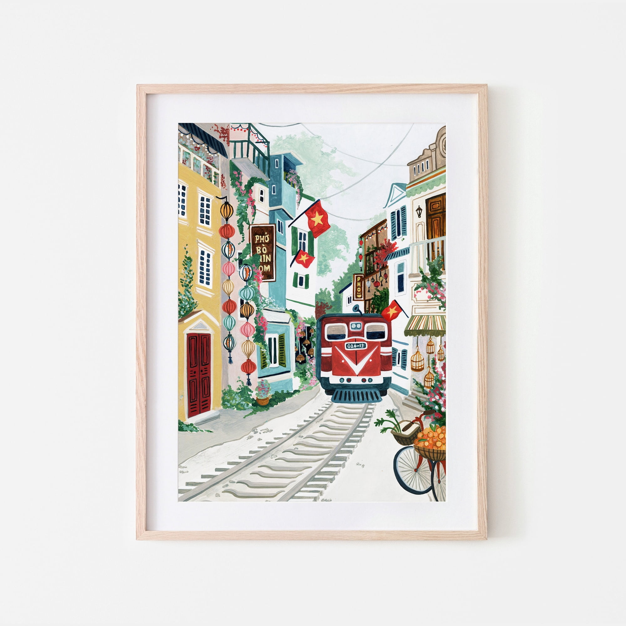 Hanoi Vietnam Art Print Train street Vietnam Southeast Asia Backpacking Vietnamese Wall Art Travel Gift Travel Poster Housewarming