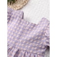 thumbnail image 5 of Toddler Girl's Plaid Dress Square Neck Puff Short Sleeve Ruffle Hem A Line Midi Dresses, 5 of 7