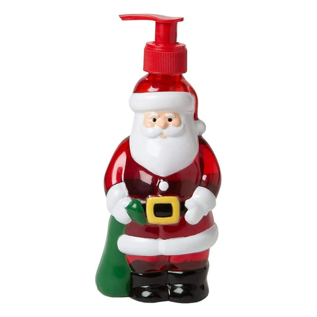 papá noel y muñeco de nieve: dispensador de jabón decorativo rellenable, adecuado para encimeras de cocina y baño Dispensador rellenable de 330 ml con forma de Papá Noel en vista frontal; cuerpo rojo y blanco, cinturón amarillo, botas negras y bomba dosificadora roja. Diseñado como accesorio navideño para encimeras y lavabos, también suele usarse como adorno festivo en mesas o repisas.