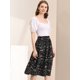 thumbnail image 4 of Falda midi Allegra K para Mujer Faldas con Gradas Casuales con cintura elástica Y Una Línea Negro Morado M, 4 of 6