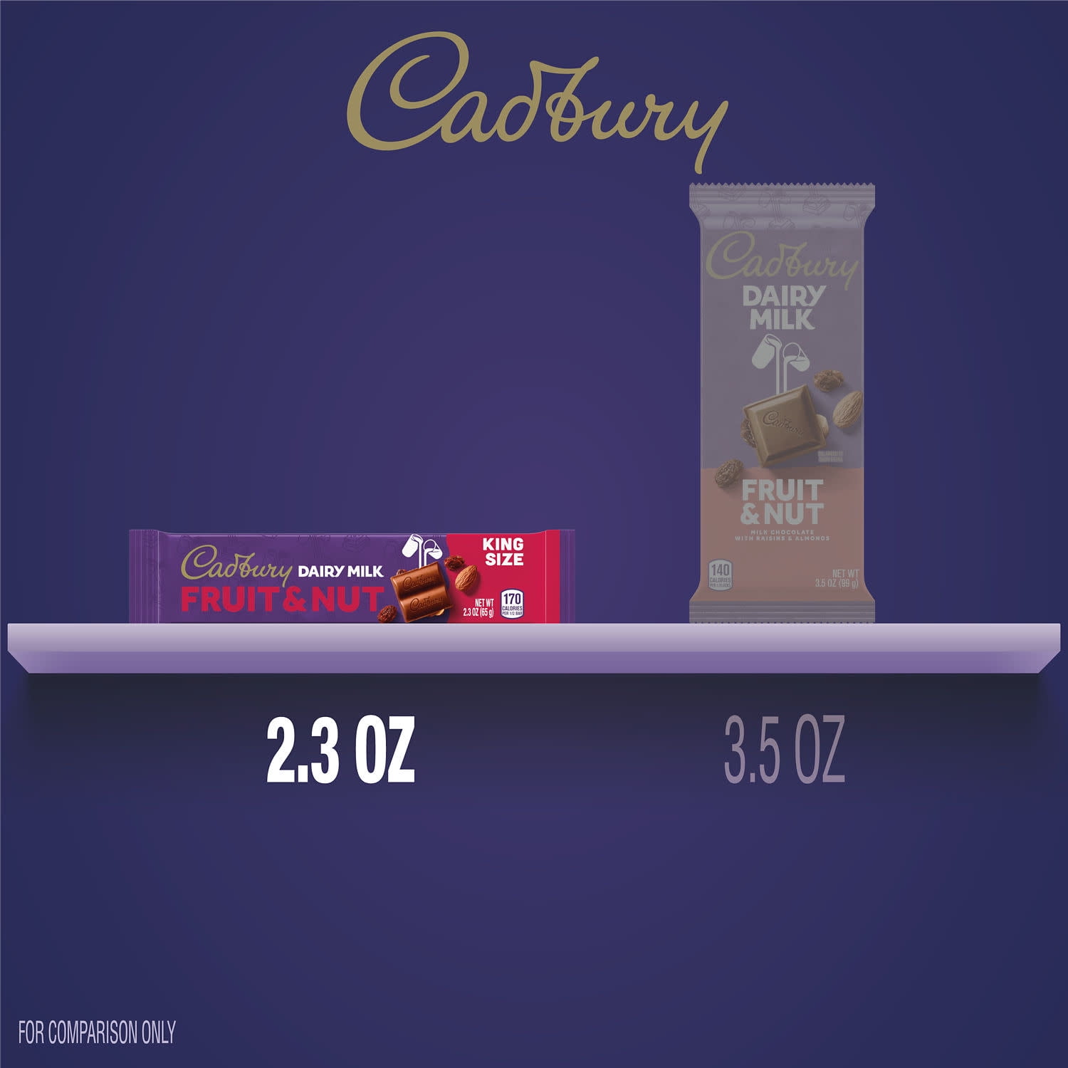 (2 pack) Cadbury Dairy Milk Fruit & Nut Milk Chocolate Candy, Bar 2.3 oz