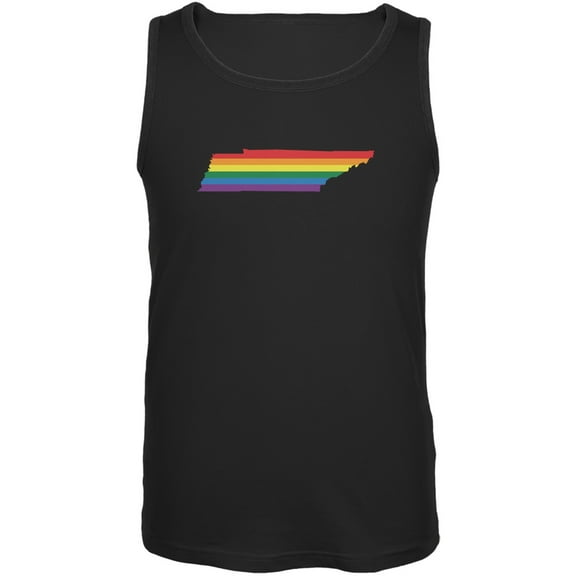 Tennessee LGBT Gay Pride Rainbow Black Adult Tank Top - Small