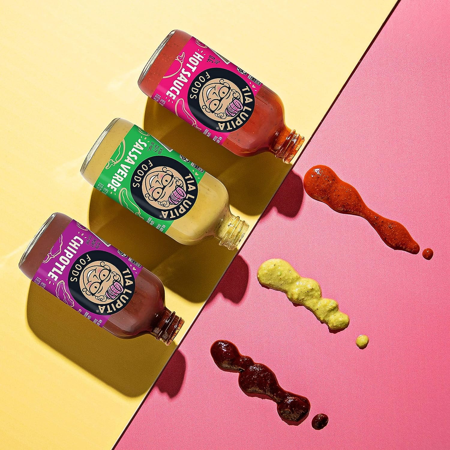 Tia Lupita Foods Hot Sauce Variety Pack Jalapeño, Salsa Verde, Habanero & Chipotle, 8 Oz 4 Bottles