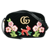 New Gucci GG Marmont Matelasse Embroidered Black Nero Velvet Crossbody 447632