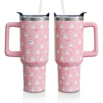 Halloween Ghost Cup Gifts for Women Girls, Cute Spooky Ghosts 40oz Tumbler with Handle and Straw, Holiday Stainless Steel Insulated Water Bottle (1 PC)