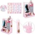 thumbnail image 6 of Zzistar Kids Dress up Storage Rack with Mirror & Light, Kids Armoire Dresser Clothing Rack with Storage Bin and 2 Fabric Drawer, 6 of 8