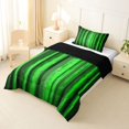 thumbnail image 2 of Manfei Pixel Vertical Streak Twin Comforter Sets, Green Block Bedding Set, Green Black, Black Reversible 2 Pieces, 1 Comforter and 1 Pillowcase, 2 of 6