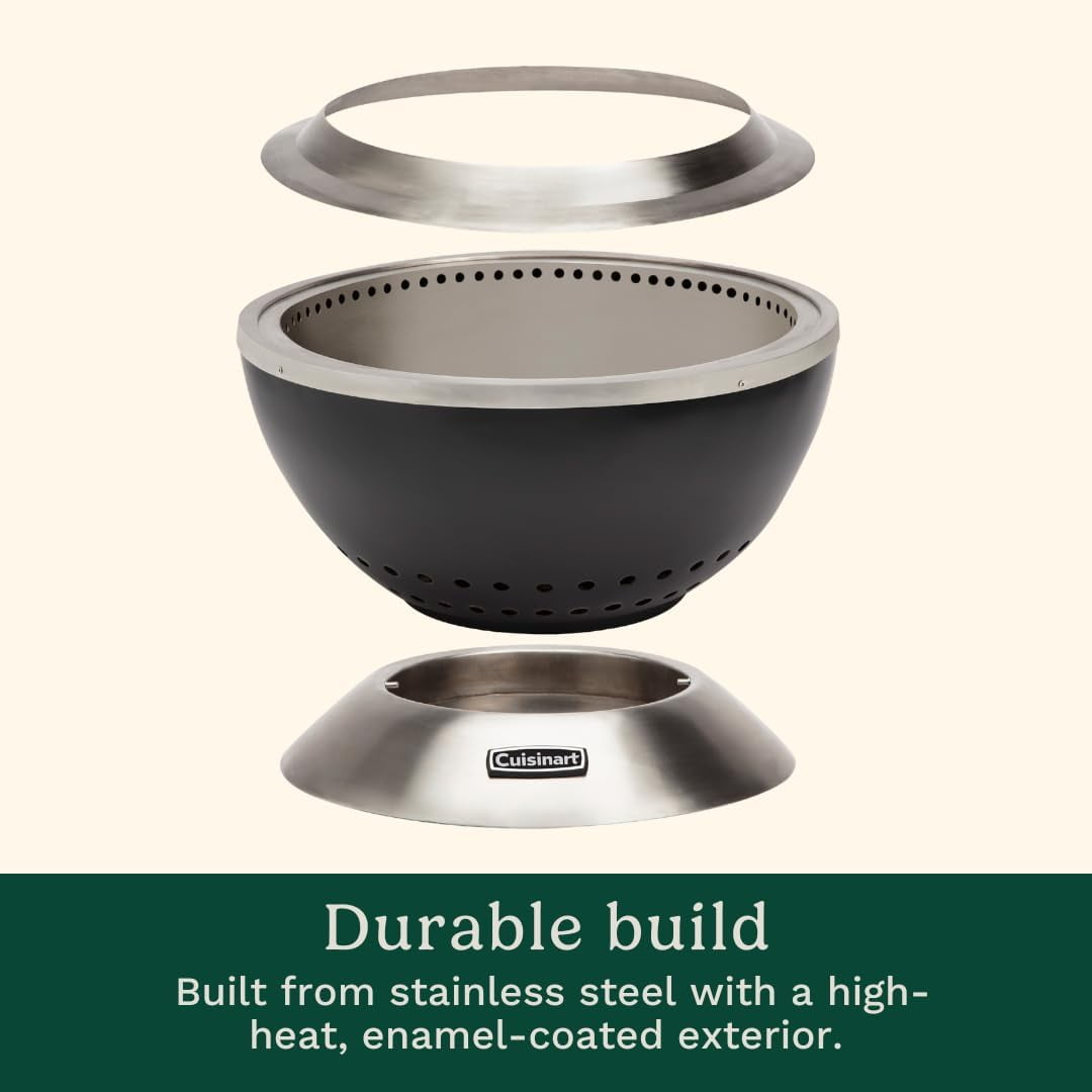 Cuisinart 24” Cleanburn Smokeless Fire Pit with Removable Base for Ash, Portable Outdoor Wood Burning Fireplace