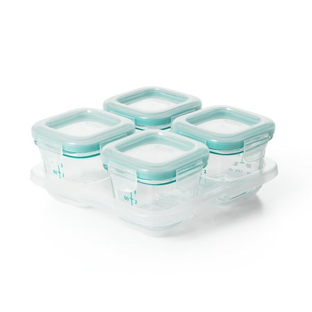 OXO Tot Glass Baby Food Storage & Dispensers Blocks (4 Oz), Teal