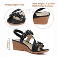 thumbnail image 5 of LANREMON Women Wedge Sandals Elastic Ankle Strap Sandals Open Toe Summer Platform Beach Shoes Flower Rhinestone Sandal Black 8, 5 of 7