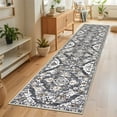 thumbnail image 2 of MeyJey Boho Indoor Hallway Runner Rug 2.6'x12', Oriental Non Slip Machine Washable Area Rug Distressed Vintage Floor Carpet for Bedroom Kitchen Dinning/Living/Laundry Room, Gray/Brown, 2 of 12