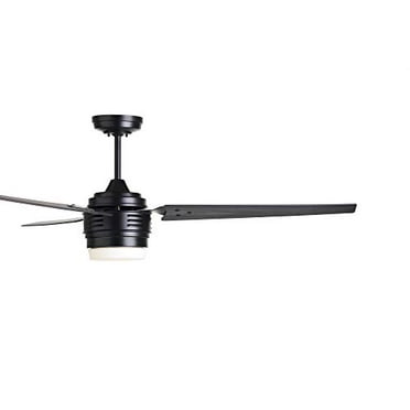 Luminance Avenue LED Ceiling Fan Large 60 Inch Fixture with Dimmable Lighting and Wall Control Contemporary Design with Downrod for Overhead Hanging, Barbeque Black