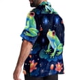 thumbnail image 3 of Starry Sky Frog Men's Hawaiian Shirt, Short Sleeve Printed Button Down Beach Casual Tops, Summer Spread Collar Men's Shirts, 3 of 6