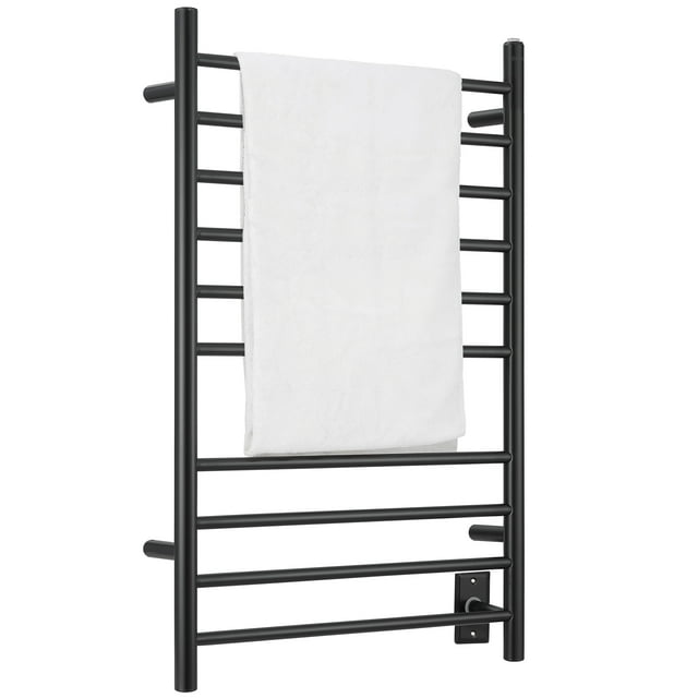 Ancona Novara Dual Chauffe-serviettes Électrique Mural 10 Barres avec Fil, Noir Mat