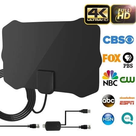【Updated 2019 Version】 Professional TV Antenna-Indoor Digital HDTV Antennas Amplified 60-100 Mile Range 4K HD VHF UHF Freeview for Life Local Channels and Programming for All Type of