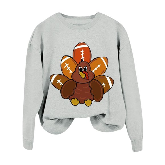 Women's Thanksgiving Football Turkey Print Casual Sweatshirt Women with Hood Junior Tops Dz Sweatshirt Drawstring Jacket Large Top Junior Vintage Sweater Ladies Sweatshirts Large Womens Sweatsuit